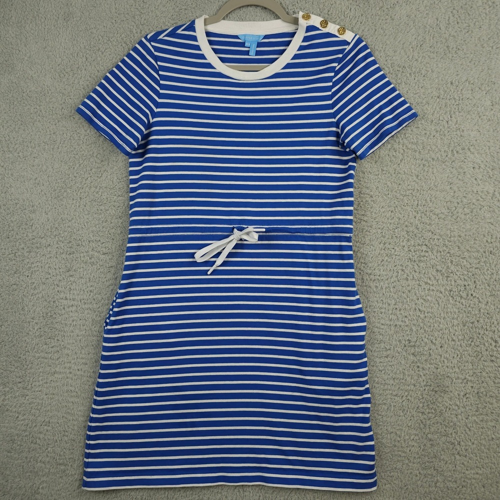 Draper James T Shirt Dress Womens XS Blue White Next Striped Tie Waist Nautical